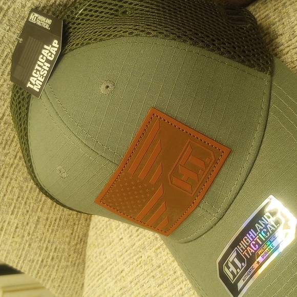 Highland Tactical Olive Mesh Logo/Flag Cap Stretch Fit NWT - Picture 3 of 9